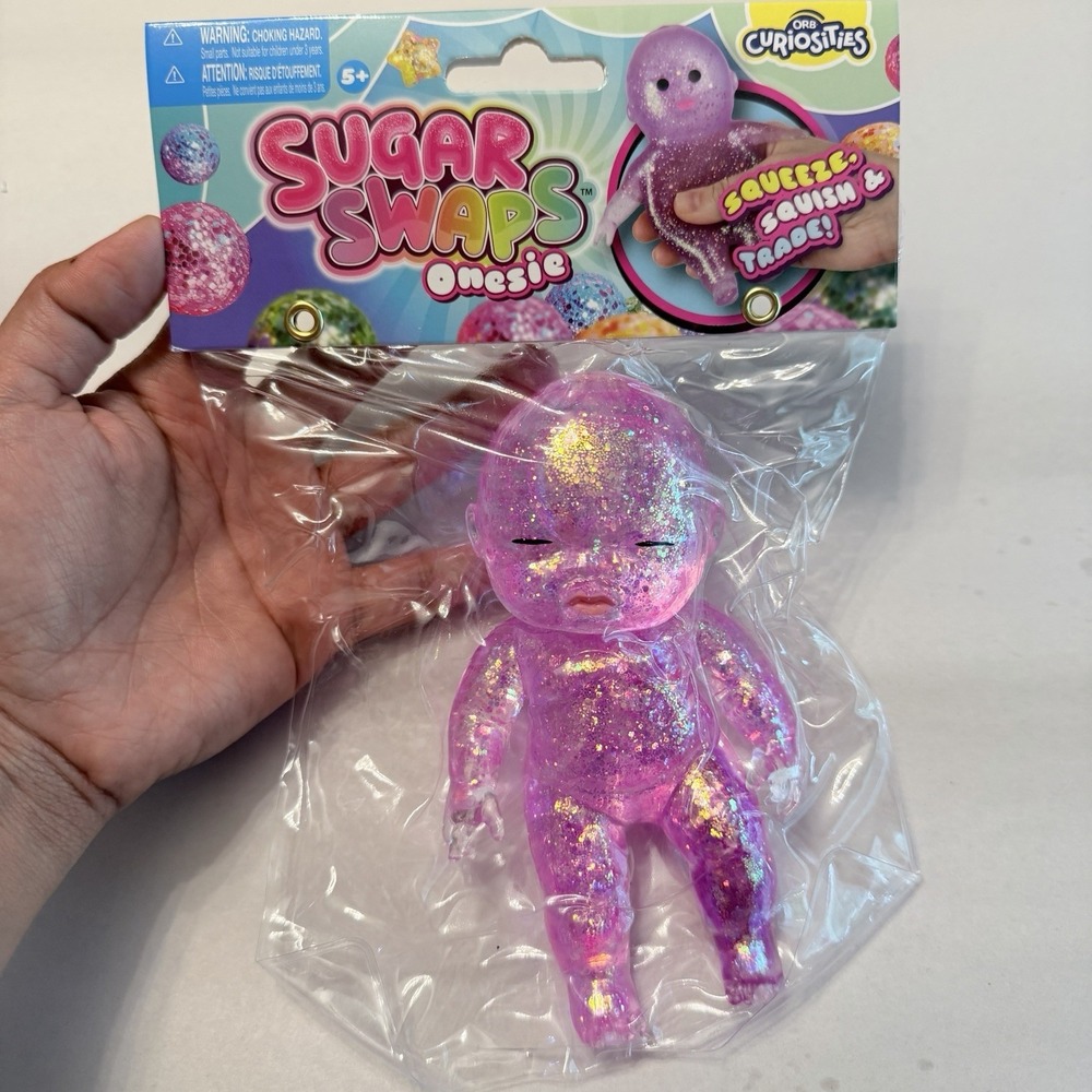 VIRAL Sugar Swaps Baby Squishy Glitter Squeeze Toy 5" NEW Pink Orb Five Below‎